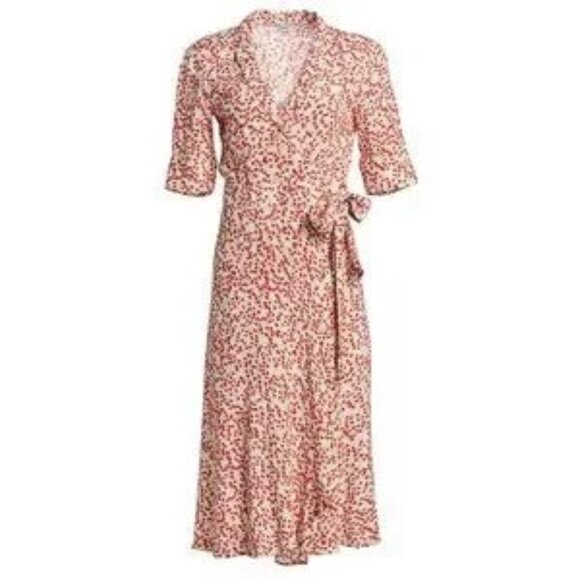 GANNI Goldstone Printed Crepe Wrap Dress, Size Eu 36/US 2-4 - Picture 2 of 11